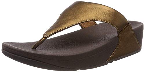 FitFlop Lulu Leather Toepost, Sandalias con Plataforma Mujer, Marrón (Bronze 012), 38 EU