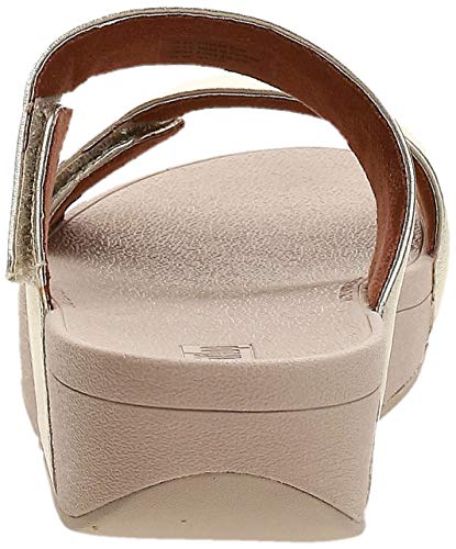 FitFlop Mina Adjustable Slide-Leather, Sandalias de Punta Descubierta Mujer, Dorado (Ss19 Platino 675), 41 EU