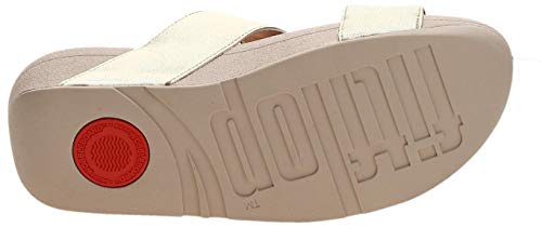 FitFlop Mina Adjustable Slide-Leather, Sandalias de Punta Descubierta Mujer, Dorado (Ss19 Platino 675), 41 EU