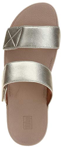 FitFlop Mina Adjustable Slide-Leather, Sandalias de Punta Descubierta Mujer, Dorado (Ss19 Platino 675), 41 EU
