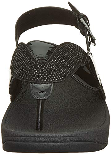 Fitflop Paisley Glitter Rope Back-Strap Sandals, Sandalia Mujer, All Black, 39 1/3 EU