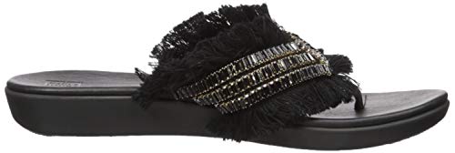 FitFlop Sandalias con flecos Ava Crystalstone para mujer, negro (Negro), 38 EU