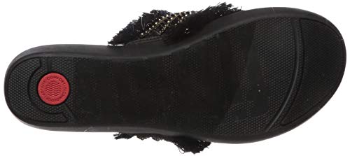 FitFlop Sandalias con flecos Ava Crystalstone para mujer, negro (Negro), 38 EU