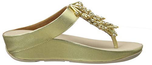 FitFlop Treasure Mambo Toe Post, Sandalias de Punta Descubierta Mujer, Dorado (Artisan Gold 667), 42 EU