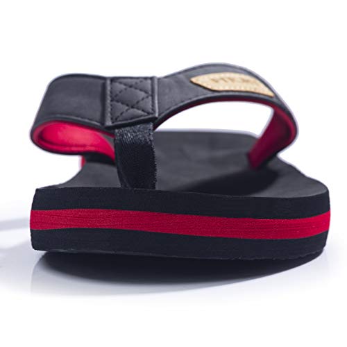 FITORY Chanclas de Hombre para la Playa Zapatos Planos de Verano para Piscina Casual Rojo/Negro Talla 44 EU