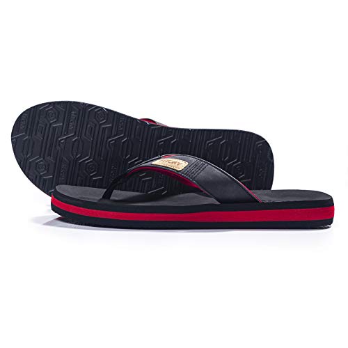 FITORY Chanclas de Hombre para la Playa Zapatos Planos de Verano para Piscina Casual Rojo/Negro Talla 44 EU