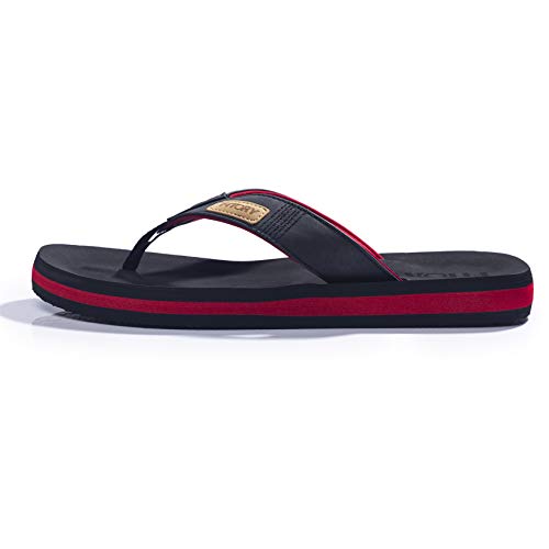 FITORY Chanclas de Hombre para la Playa Zapatos Planos de Verano para Piscina Casual Rojo/Negro Talla 44 EU