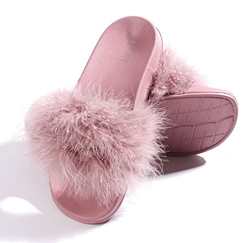 FITORY Zapatillas de Plush para Mujer Zapatillas Cómodas para Interiores y Exteriores Rosa Talla 35-36 EU