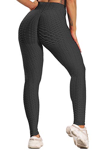 FITTOO Leggings Push Up Mujer Mallas Pantalones Deportivos Alta Cintura Elásticos Yoga Fitness Negro XL