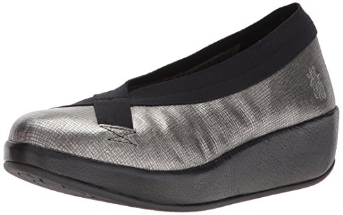 Fly London Bobi, Zapatos de tacón con Punta Cerrada Mujer, Plateado (Anthracitesilver/Black), 42 EU