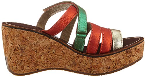 FLY London Gove620fly, Mules Mujer, Multicolor (Gold/Red/Green 000), 38 EU