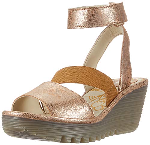 FLY London Yode126fly, Sandalias de Punta Descubierta Mujer, Dorado (Luna 008), 41 EU
