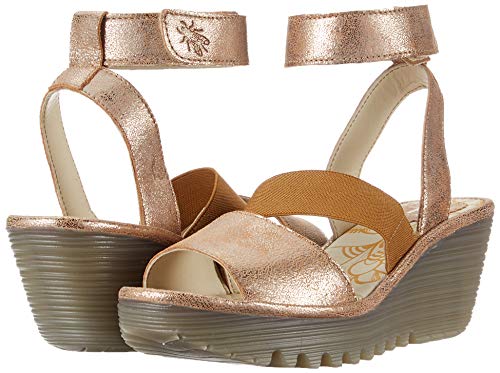 FLY London Yode126fly, Sandalias de Punta Descubierta Mujer, Dorado (Luna 008), 41 EU
