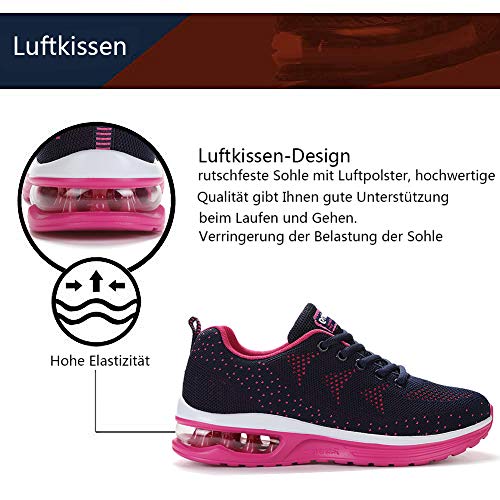 frysen Zapatillas de Deportes Hombre Mujer Zapatos Deportivos Aire Libre para Correr Calzado Sneakers Gimnasio Casual Unisexo Blue Pink 39