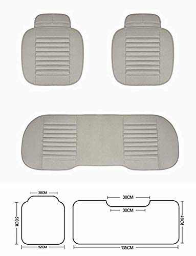 Fundas de lujo 2 + 1 para asientos delanteros y traseros Four Seasons, transpirable para el interior del coche, cojín, funda para cojín, alfombrilla para suministros de coche, cuero PU, beige