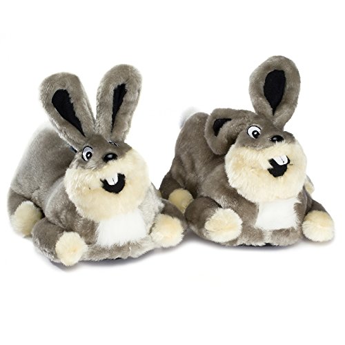 Funslippers Zapatillas Animales Peluche Invierno Suela Goma Duradera Calientes Casa Conejo Liebre Liebrecilla Mujer Gris M 39/41 EU