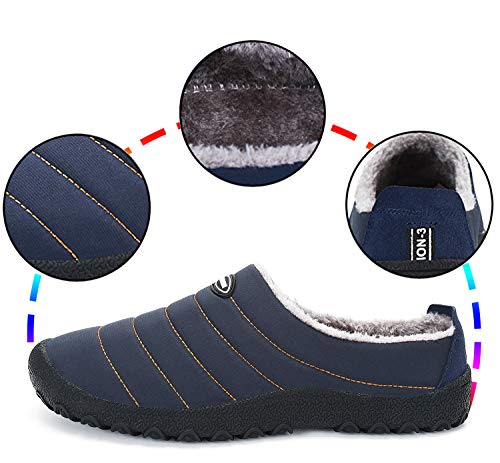 Gaatpot Unisex Adulto Invierno Zapatillas de Casa Antideslizantes Cálido Fluff Pantuflas Zapatos de Casa Interior Suave Algodón Zapatilla Azul 38EU