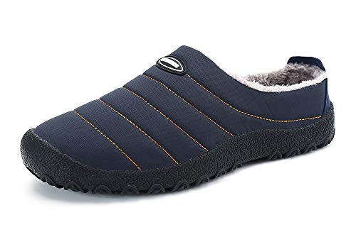 Gaatpot Unisex Adulto Invierno Zapatillas de Casa Antideslizantes Cálido Fluff Pantuflas Zapatos de Casa Interior Suave Algodón Zapatilla Azul 38EU