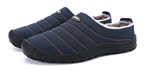 Gaatpot Unisex Adulto Invierno Zapatillas de Casa Antideslizantes Cálido Fluff Pantuflas Zapatos de Casa Interior Suave Algodón Zapatilla Azul 38EU