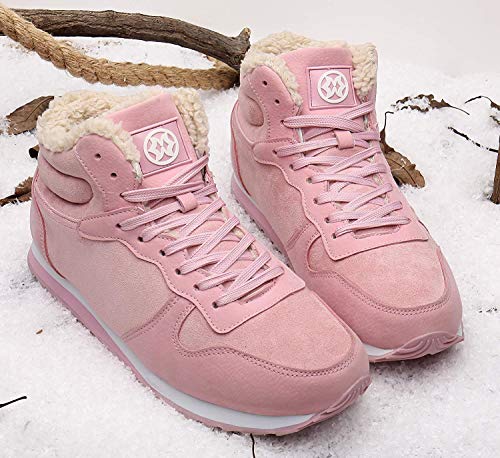 Gaatpot Zapatos Invierno Botas Forradas de Nieve Zapatillas Sneaker Botines Planas para Hombres Adulto Unisex Rosa EU 38 / CN 39