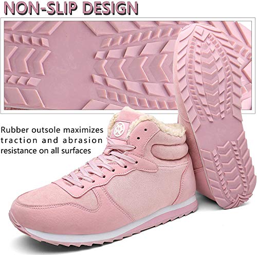 Gaatpot Zapatos Invierno Botas Forradas de Nieve Zapatillas Sneaker Botines Planas para Hombres Adulto Unisex Rosa EU 38 / CN 39