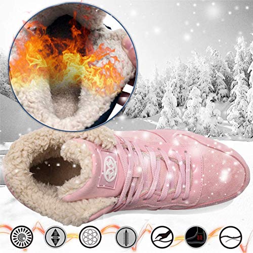 Gaatpot Zapatos Invierno Botas Forradas de Nieve Zapatillas Sneaker Botines Planas para Hombres Adulto Unisex Rosa EU 38 / CN 39