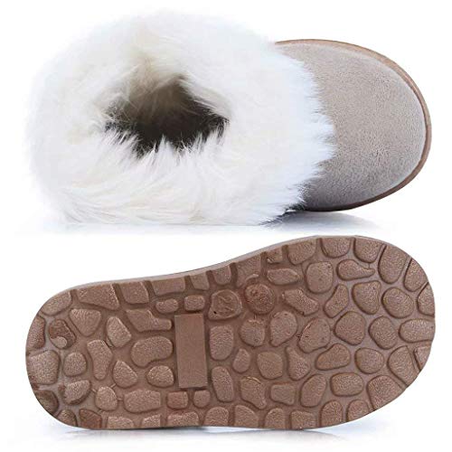 Gaatpot Zapatos Invierno Niña Niño Botas de Nieve Forradas Zapatillas Botón Botines Planas para Unisex Niños Beige 30 EU = 31 CN