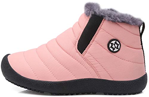 Gaatpot Zapatos Invierno Niña Niño Botas de Nieve Forradas Zapatillas Sneaker Botines Planas para Unisex Niños Rosa 28.5 EU = 29 CN