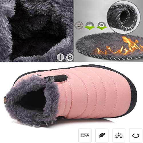 Gaatpot Zapatos Invierno Niña Niño Botas de Nieve Forradas Zapatillas Sneaker Botines Planas para Unisex Niños Rosa 28.5 EU = 29 CN