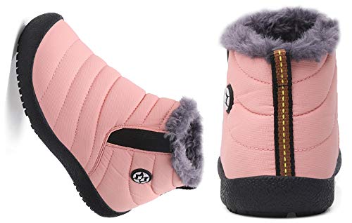 Gaatpot Zapatos Invierno Niña Niño Botas de Nieve Forradas Zapatillas Sneaker Botines Planas para Unisex Niños Rosa 33 EU = 34 CN