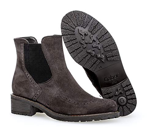Gabor Mujer Botines, señora Botas Chelsea,Botas,Botas de Media caña,Botines,botín,Slip on,Plana,Dark-Grey (Mel.),38 EU / 5 UK