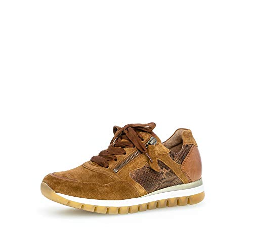 Gabor Mujer Zapatillas, señora Bajo,Calzado bajo,Calzado de Calle,Calzado Deportivo,Suela de Plataforma,Ocio,Camel/Whisky,40.5 EU / 7 UK
