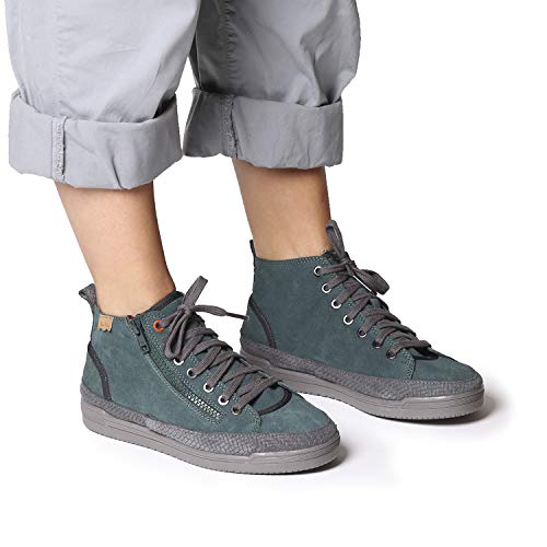 Gaby-SY - Verde, 39EU - Botín para Mujer Hecho en Serraje.