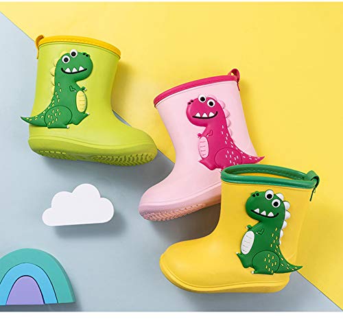 Gainsera Botas de Agua Niña Niño Botas de Agua Lluvia Impermeable y Antideslizante Caucho de EVA Rain Boots, 1102 Rosa 24 EU