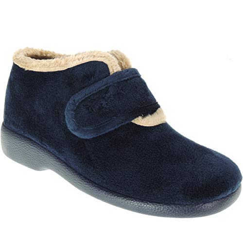 GARZÓN 3895.247 Zapatilla Abotinada Bota Botín Casa Velcro Invierno Pelo Terciopelo Mujer Piso Goma A Talla 39