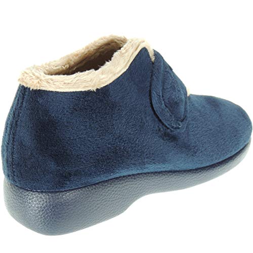 GARZÓN 3895.247 Zapatilla Abotinada Bota Botín Casa Velcro Invierno Pelo Terciopelo Mujer Piso Goma A Talla 39