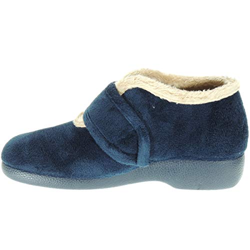 GARZÓN 3895.247 Zapatilla Abotinada Bota Botín Casa Velcro Invierno Pelo Terciopelo Mujer Piso Goma A Talla 39