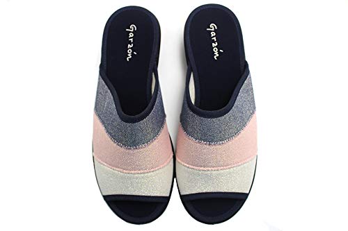 Garzón - Zapatillas de IR por casa Destalonada, con cuña Alta, Suela de Goma Antideslizante, para: Mujer Color: Marino Talla:36