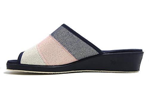 Garzón - Zapatillas de IR por casa Destalonada, con cuña Alta, Suela de Goma Antideslizante, para: Mujer Color: Marino Talla:36