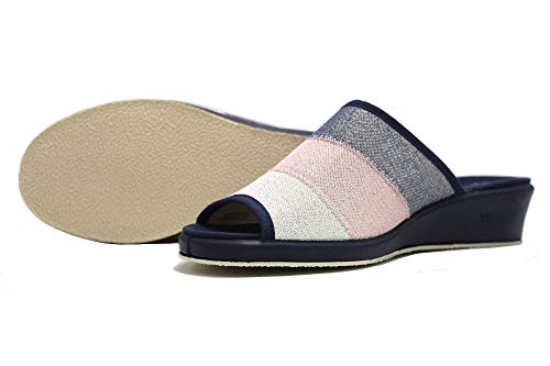 Garzón - Zapatillas de IR por casa Destalonada, con cuña Alta, Suela de Goma Antideslizante, para: Mujer Color: Marino Talla:36