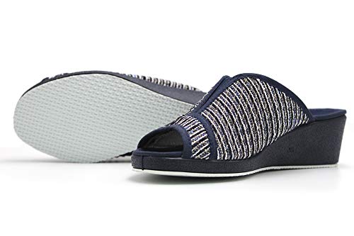 Garzón - Zapatillas de IR por casa destalonadas, con cuña Alta, Suela de Goma Antideslizante, para: Mujer Color: Marino Talla:39