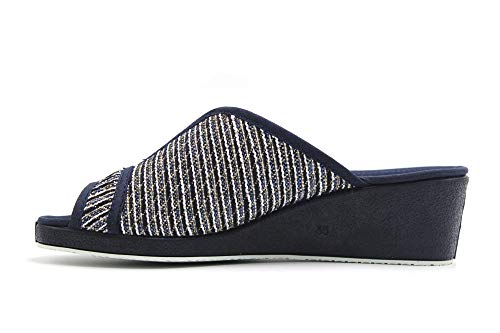 Garzón - Zapatillas de IR por casa destalonadas, con cuña Alta, Suela de Goma Antideslizante, para: Mujer Color: Marino Talla:39