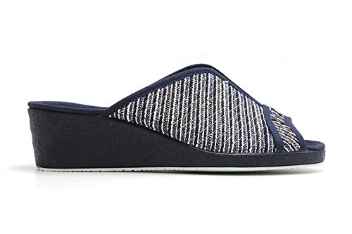Garzón - Zapatillas de IR por casa destalonadas, con cuña Alta, Suela de Goma Antideslizante, para: Mujer Color: Marino Talla:39
