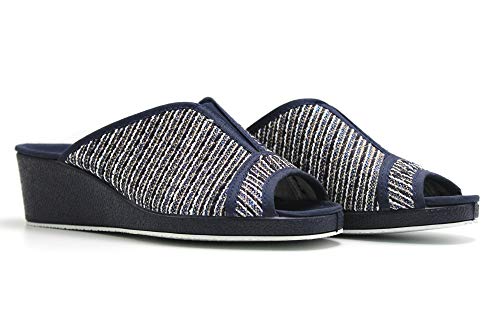 Garzón - Zapatillas de IR por casa destalonadas, con cuña Alta, Suela de Goma Antideslizante, para: Mujer Color: Marino Talla:39