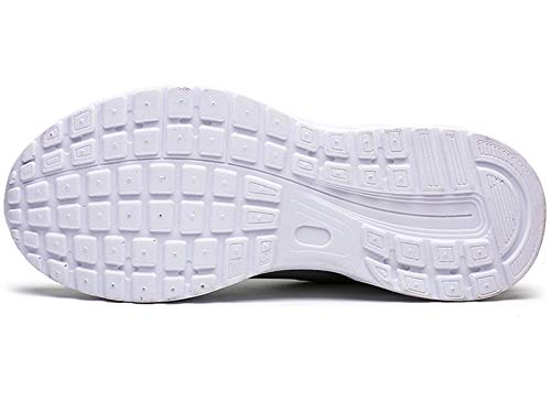 GAXmi Zapatillas Deportivas Mujer Zapatos de Malla Transpirables y Ligeros con Cordones y Cojín de Aire para Running Fitness Blanco 39 EU (Etiqueta 41)