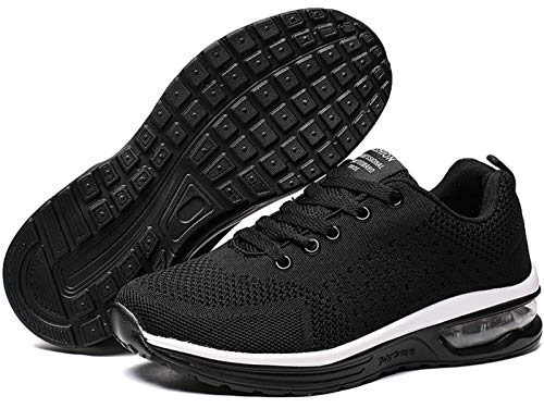 GAXmi Zapatillas Deportivas Mujer Zapatos de Malla Transpirables y Ligeros con Cordones y Cojín de Aire para Running Fitness Negro 35 EU (Etiqueta 36)