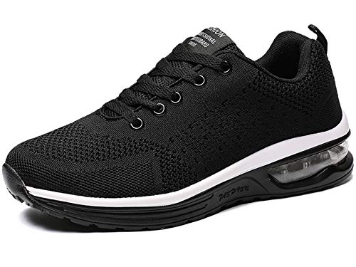 GAXmi Zapatillas Deportivas Mujer Zapatos de Malla Transpirables y Ligeros con Cordones y Cojín de Aire para Running Fitness Negro 35 EU (Etiqueta 36)