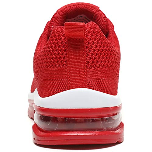 GAXmi Zapatillas Deportivas Mujer Zapatos de Malla Transpirables y Ligeros con Cordones y Cojín de Aire para Running Fitness Potenciar Rojo 39 EU