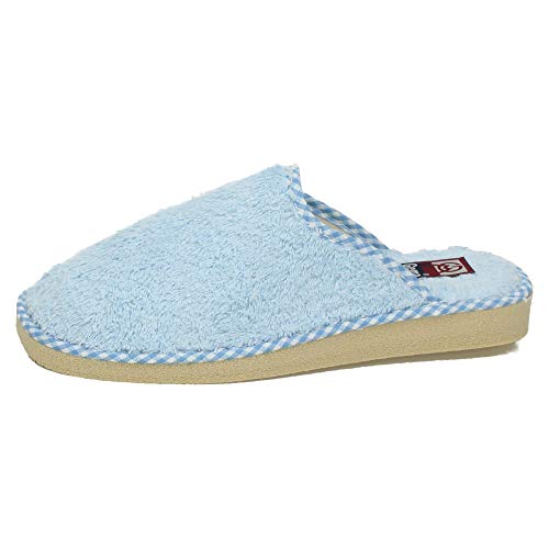 GEMA GARCIA 409 Chinelas Toalla Rizo Mujer Zapatillas CASA Celeste 39