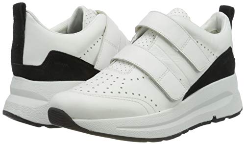 Geox D BACKSIE B, Zapatillas Mujer, Blanco (White/Black C0404), 40 EU